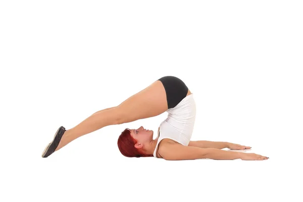 Woman working yoga exercise — Stock Photo, Image