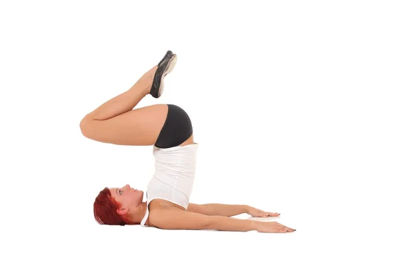 Exercice de yoga de travail femme — Photo