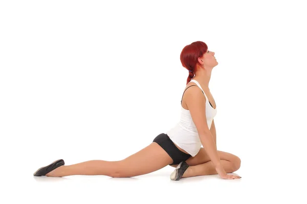 Vrouw werken yoga oefening — Stockfoto
