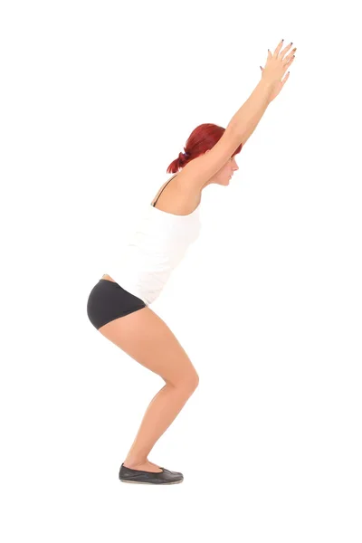 Kadın çalışma yoga egzersiz — Stok fotoğraf