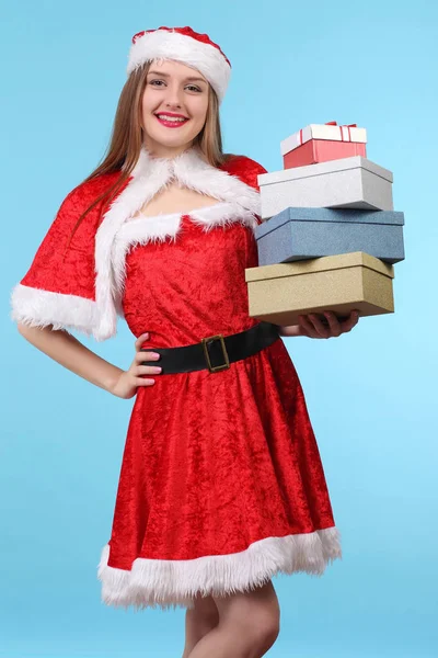 Bella ragazza sexy in un abito di Natale — Foto Stock