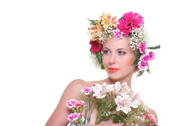 çiçekli bir kafa ile güzellik