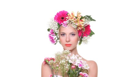 çiçekli bir kafa ile güzellik