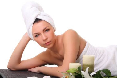 genç güzel kadın kaplıca tedavisi alma