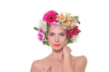çiçekli bir kafa ile güzellik