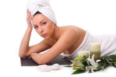 genç güzel kadın kaplıca tedavisi alma