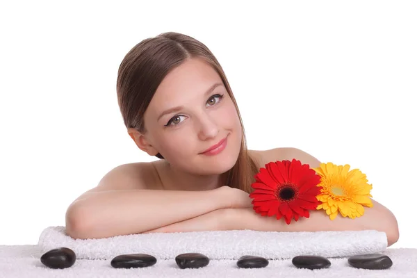 Modelo femenino aislado sobre fondo blanco . — Foto de Stock