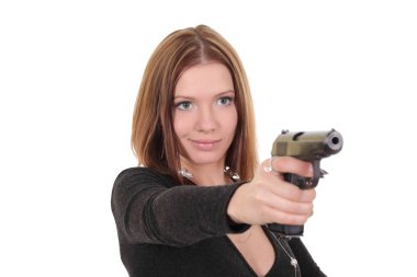 seksi kız holding silahı