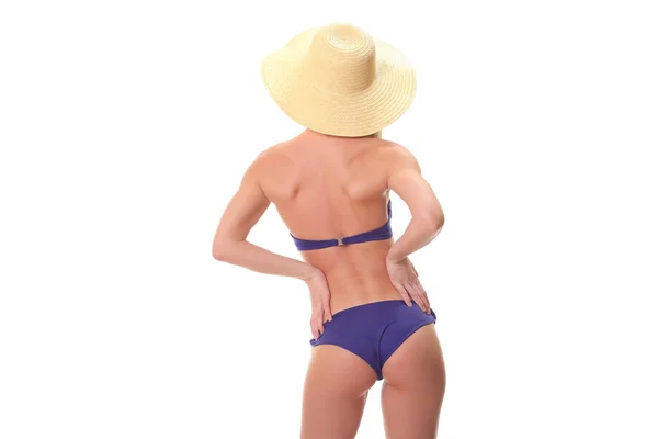 Vista posterior de la chica feliz desgaste bikini — Foto de Stock