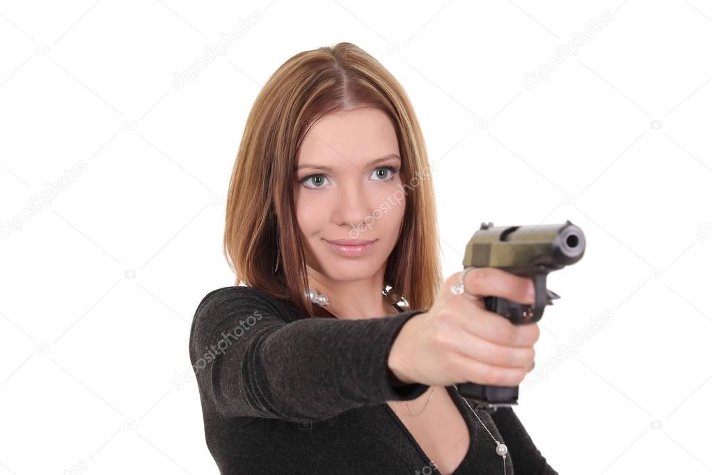 sexy girl holding gun