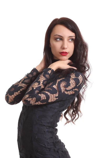 Schöne Frau in einem sexy Kleid — Stockfoto