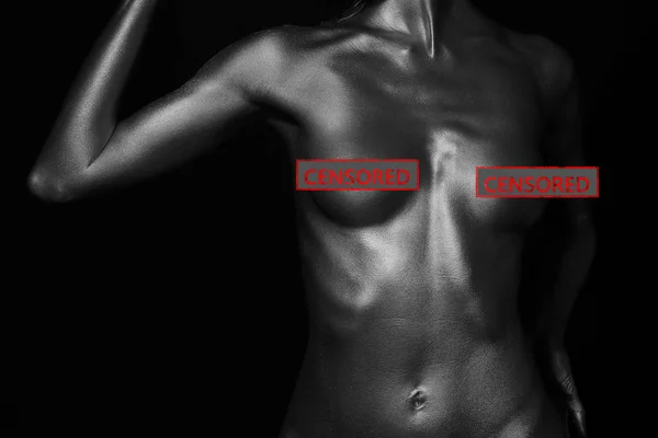 Nackter Körper in einem silbernen Körperbild — Stockfoto