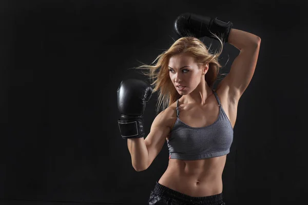 Girl in boxing gloves — Stock Photo, Image