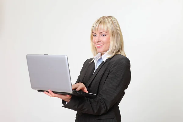 Businesswoman Girl with the laptop . — Stock Photo, Image