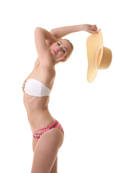 Młoda Blondynka z rysunek seksowny bikini — Zdjęcie stockowe