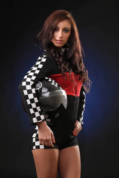 Sexig tjej i racing kostym — Stockfoto
