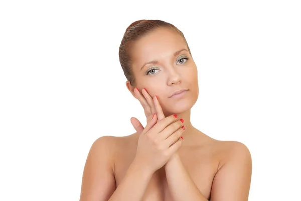 Portrait of a sexy young girl on a white background — Stock Photo, Image