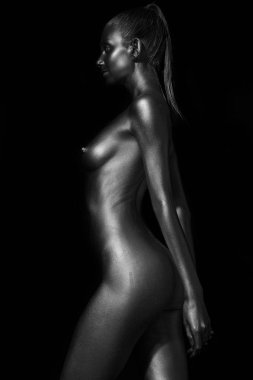 seksi ince Bayan Gümüş boya ile boyanmış