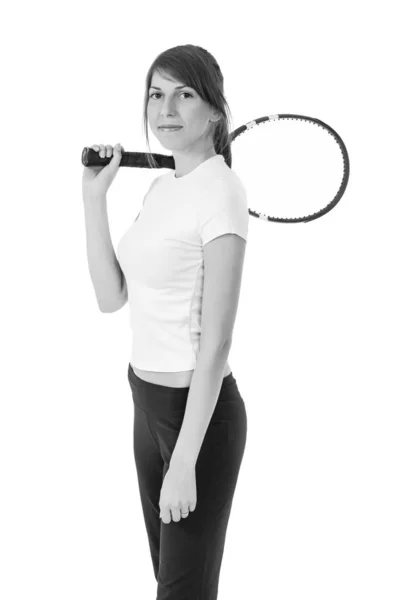 Young girl with a tennis racket — Stock Photo, Image