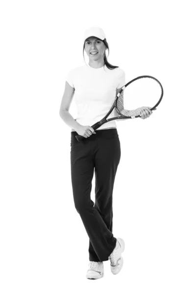 有网球拍的小女孩 — 图库照片