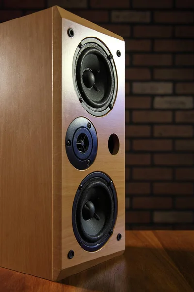 Alto-falantes de som estéreo de madeira — Fotografia de Stock