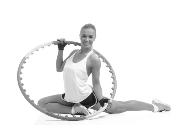 Young sporty woman with hula hoop — Stock Photo, Image