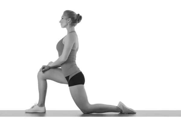 Happy girl doing fitness exercises — Stock Photo, Image