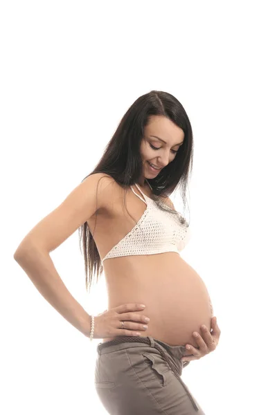 Zwangerschap en moederschap concept. zwangere vrouw — Stockfoto