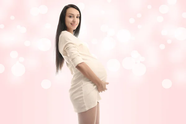 Gelukkig Jong Zwanger Meisje Abstracte Achtergrond — Stockfoto