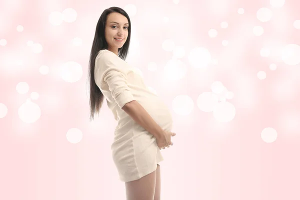 Glad Ung Gravid Flicka Abstrakt Bakgrund — Stockfoto