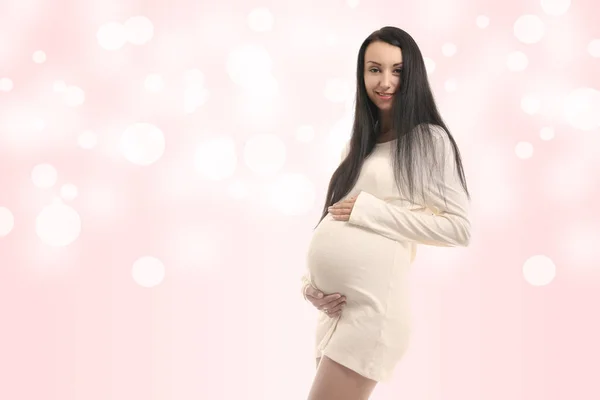 Soyut Bir Geçmişi Olan Mutlu Hamile Bir Kız — Stok fotoğraf