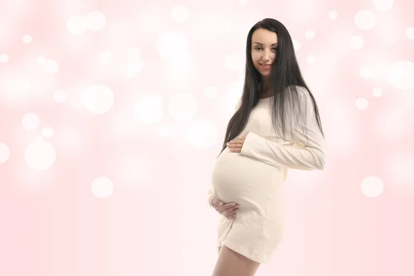 Glad Ung Gravid Flicka Abstrakt Bakgrund — Stockfoto