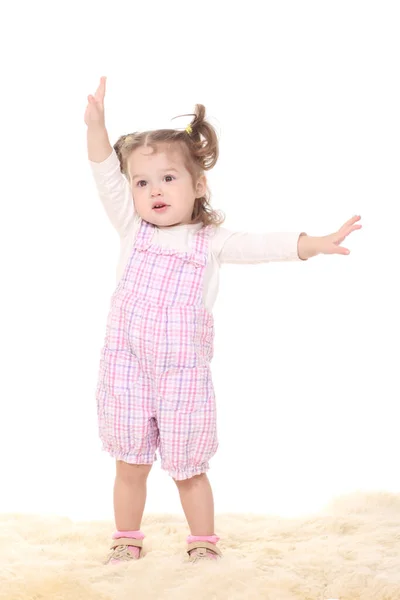 Petite Fille Enfant Sur Fond Blanc — Photo