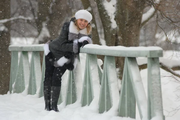 Retrato Jovem Mulher Beleza Inverno Livre — Fotografia de Stock
