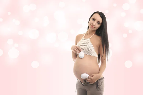 Glad Ung Gravid Flicka Abstrakt Bakgrund — Stockfoto