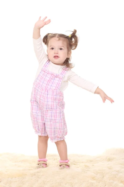 Petite Fille Enfant Sur Fond Blanc — Photo