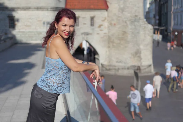 Jeune Touriste Europe Dans Ville Tallinn — Photo