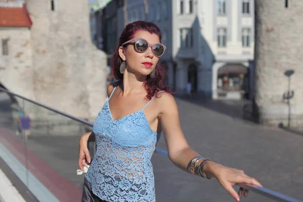 Jeune Touriste Europe Dans Ville Tallinn — Photo