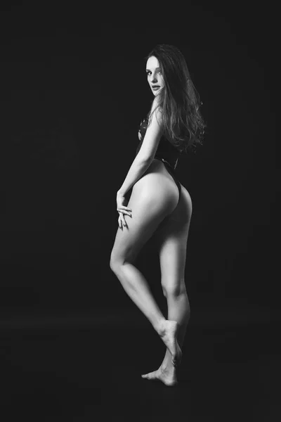 Ung Flicka Med Sexig Kropp Underkläder — Stockfoto
