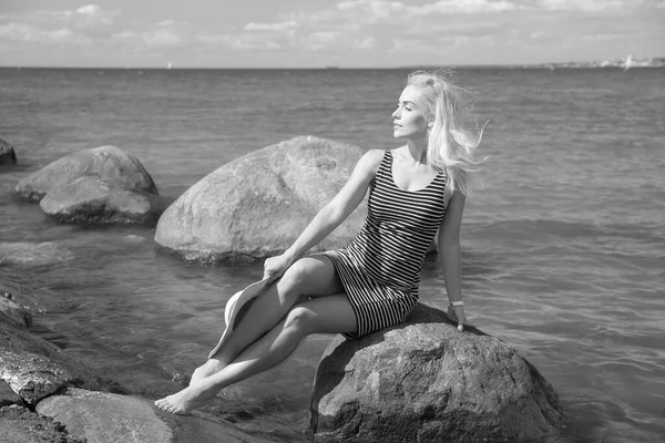Mujer Playa Mar — Foto de Stock