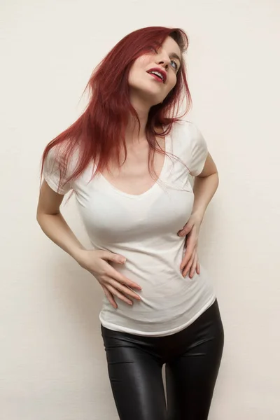 Mooie Sexy Vrouw Shirt Broek — Stockfoto
