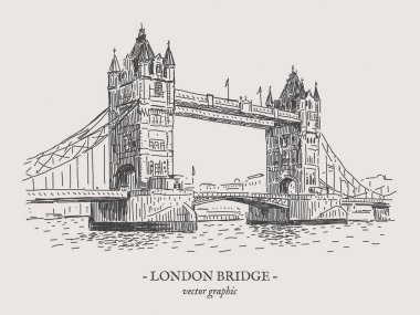Londra Köprüsü vektör vintage çizim