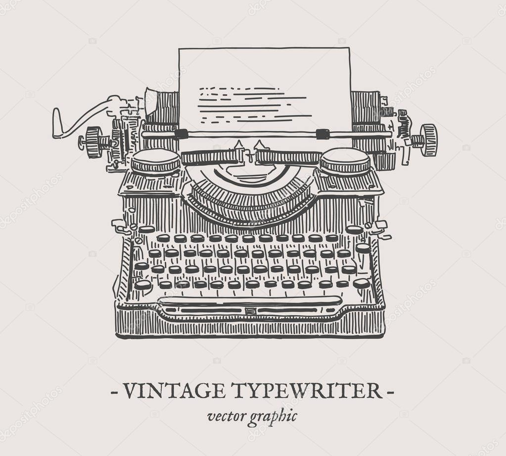 Retro typewriter vector vintage illustration — Stock Vector © noundo
