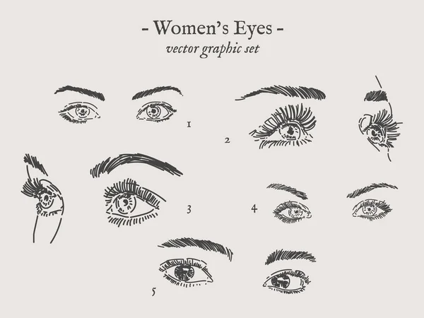 Vector eyes drawings set — Stock Vector