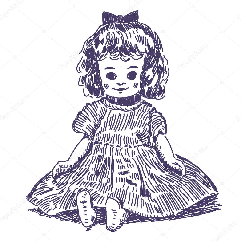 Doll vector hand drawn