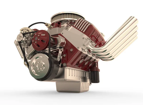 Hot rod V8-motor 3d gör — Stockfoto