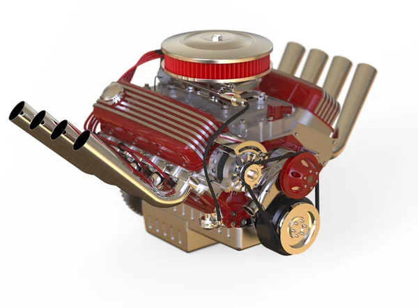 Hot rod V8-motor 3d gör — Stockfoto