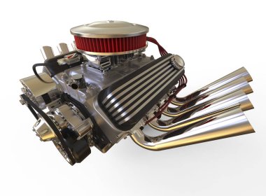 Hot rod V8 motoru 3d render