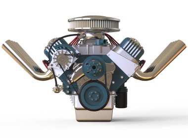 Hot rod V8 motoru 3d render