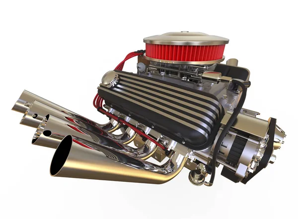 Hot Rod V8 Motor 3D Renderer — Stockfoto